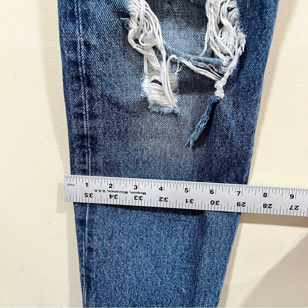 Levi's Wedgie Straight High Rise Jeans size25 EUC raw hem distressed blue denim - Picture 6 of 9